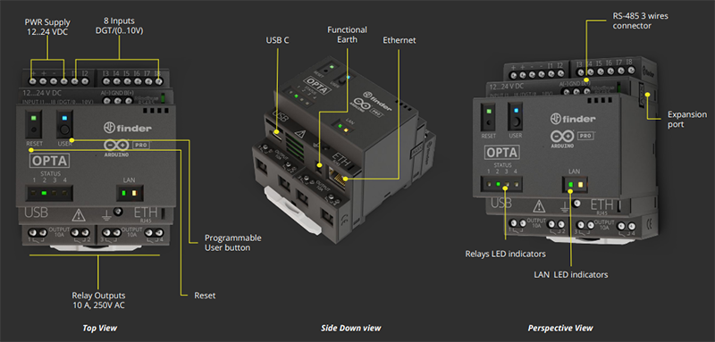 Mechanical Drawing - Arduino Opta® Micro Programmable Logic Controllers